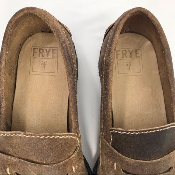 Frye TYLER Brown Leather Classic Penny Loafers in Almond main image 12